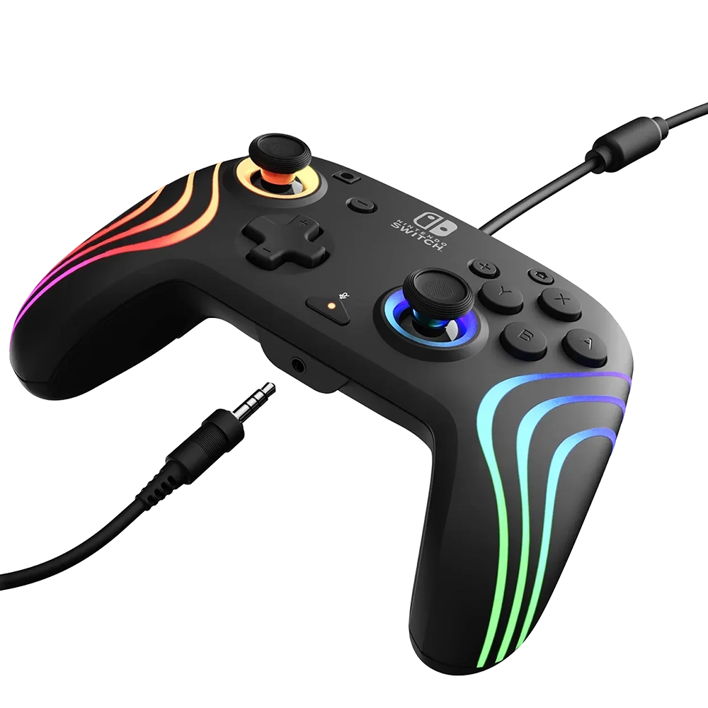 בקר חוטי Nintendo Switch Afterglow Wave RGB - שחור