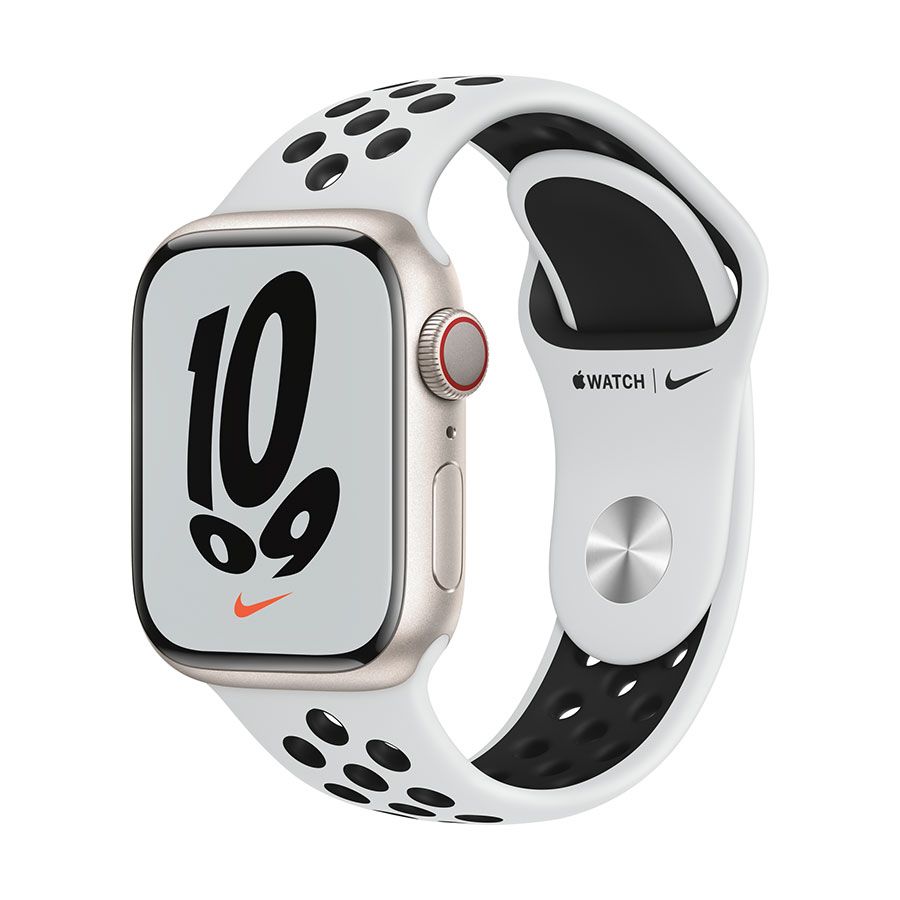 Apple Watch Nike Series 7 GPS + Cellular, 41mm Aluminium Case with Nike Sport Band - Regular - Midnight Aluminium Case with Anthracite Black Nike Sport Band - Regular