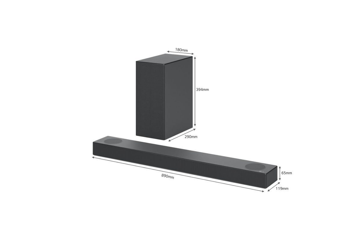 מקרן קול (סאונד בר) 3.1.2 עם Dolby Atmos וסאב וופר אלחוטי LG דגם S75Q מתצוגה