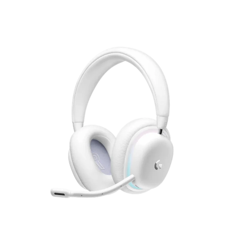 אוזניות גיימינג אלחוטיות Logitech G735 – חיבור LIGHTSPEED ובלוטות' עד 20 מטר – Dolby Atmos – עד 16 שעות עם תאורה – משקל 273 גרם – צבע לבן