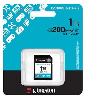 כרטיס זיכרון Kingston Canvas Go Plus Gen4 SDXC בנפח 1TB במהירות 200MB/s (C10 UHS-I U3 V30)