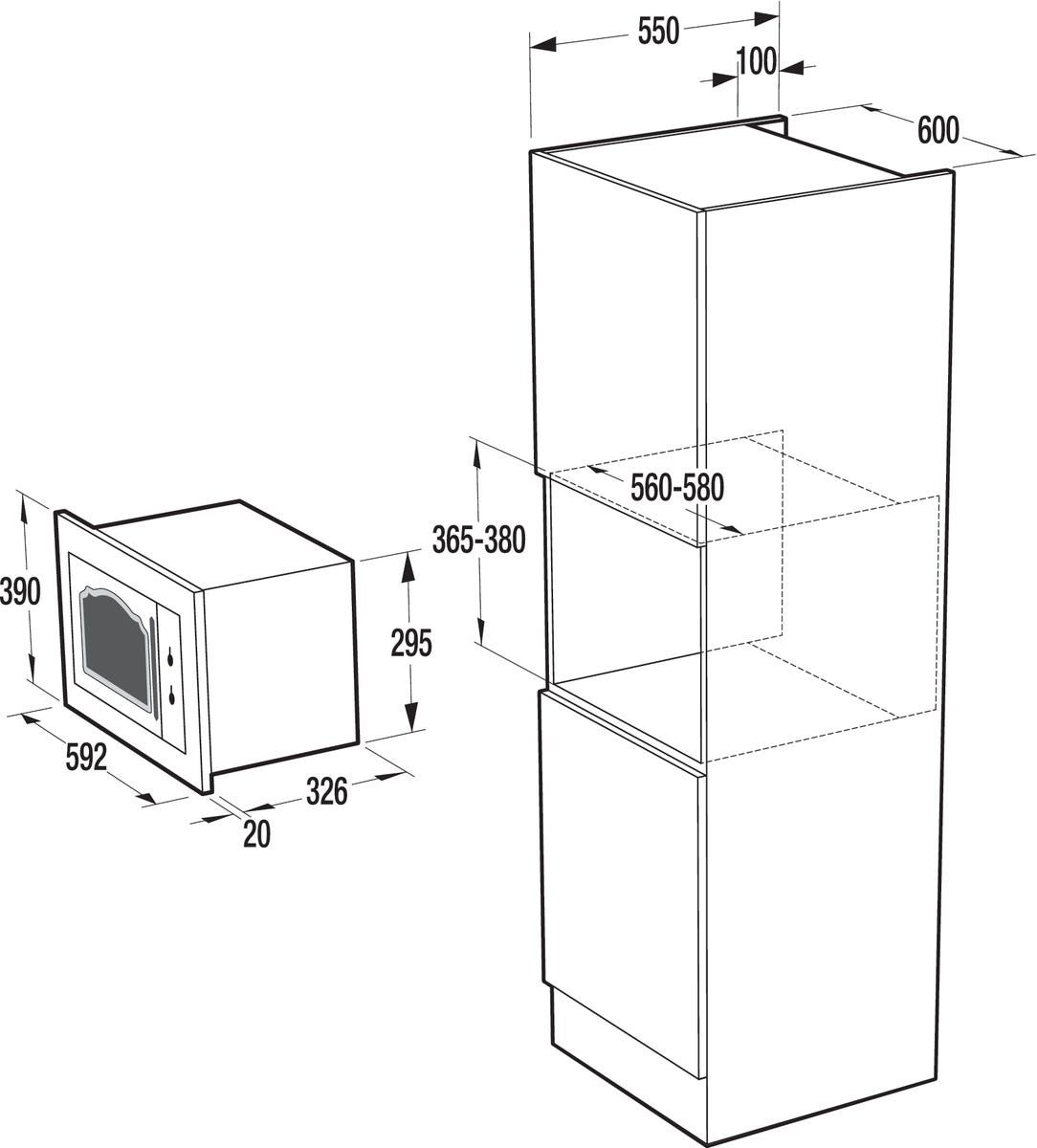מיקרוגל  gorenje אינטגרלי משולב גריל 23 ליטר בצבע שנהב דגם BM235CLI
