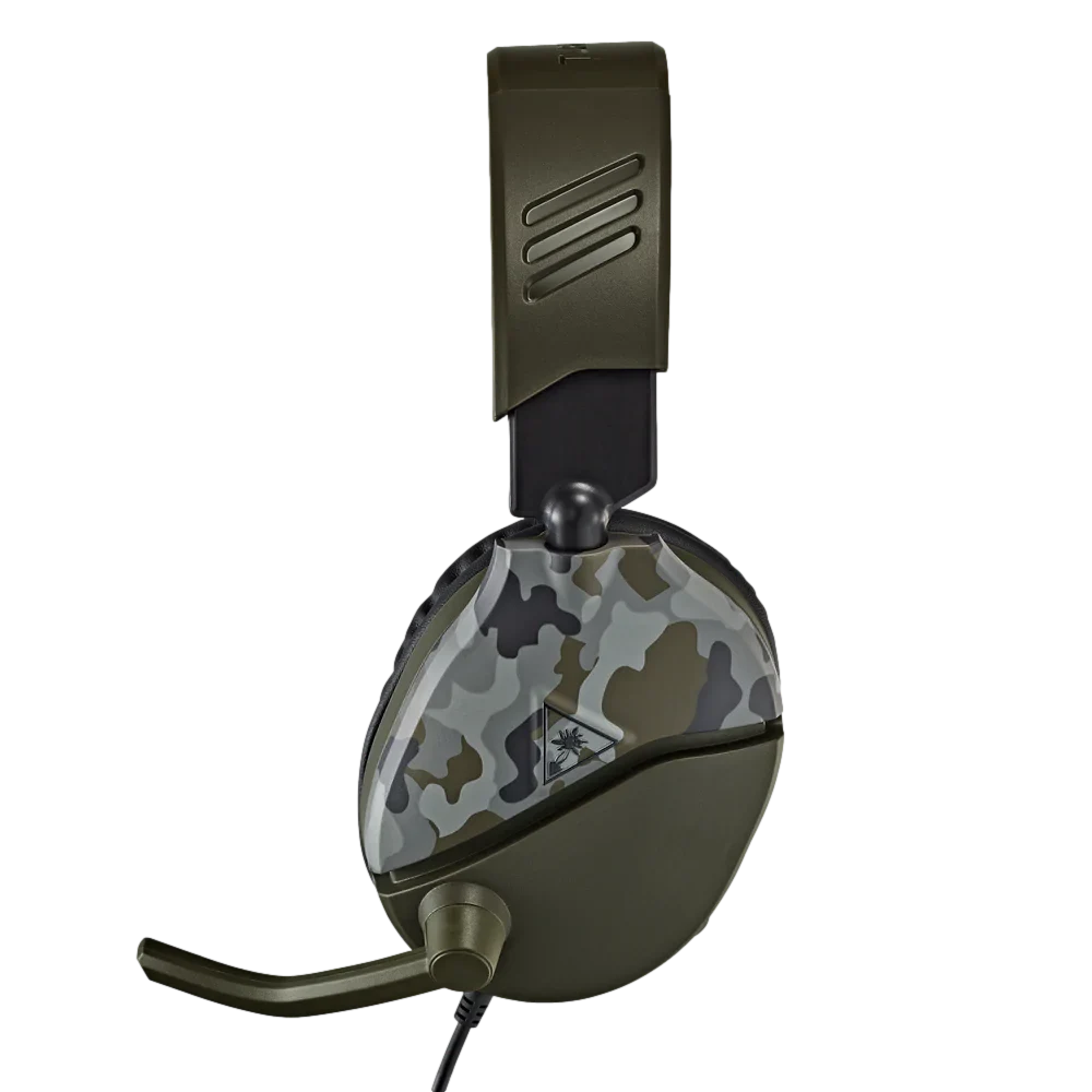 אוזניות גיימינג Turtle Beach Recon 70 – דרייברים 40 מ"מ – חיבור 3.5 מ"מ – מיקרופון מתקפל להשתקה – רב-פלטפורמתי – ירוק הסוואה
