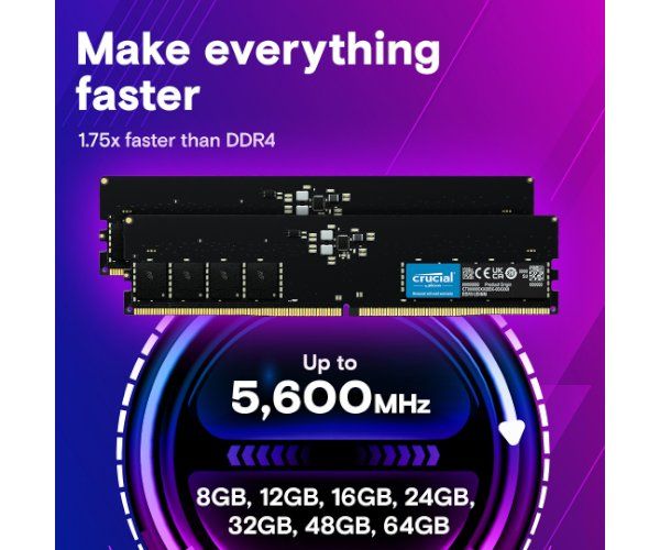 זכרון לנייח Crucial 32GB DDR5 – מהירות 5600MHz – השהיה CL46 – UDIMM