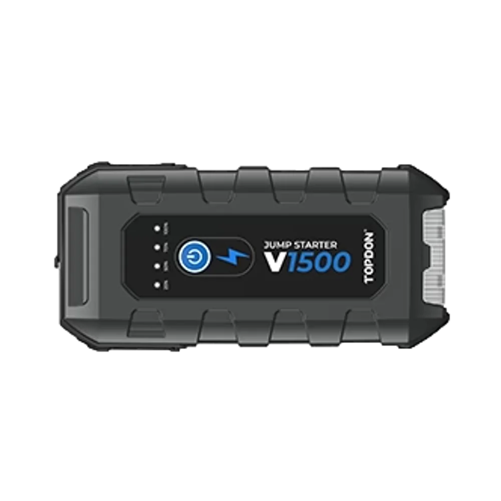 בוסטר התנעה נייד TOPDON V1500 1500A עם פנס LED, יציאות USB ו-DC, באחריות יבואן רשמי