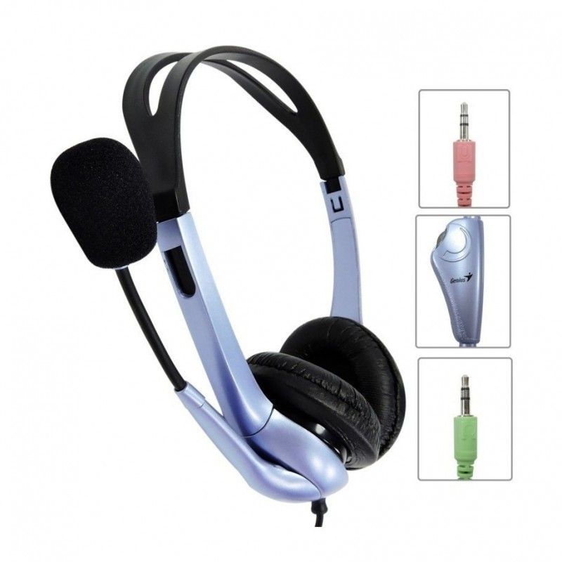 אוזניות משרד Genius HS-04S – קשת עם מיקרופון – חיבור 3.5 מ"מ – שחור