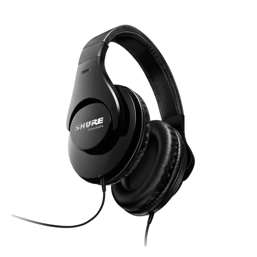 אוזניות Shure SRH240A מקצועיות 40 מ"מ סגורות לאודיו ביתי ומקצועי באחריות יבואן רשמי