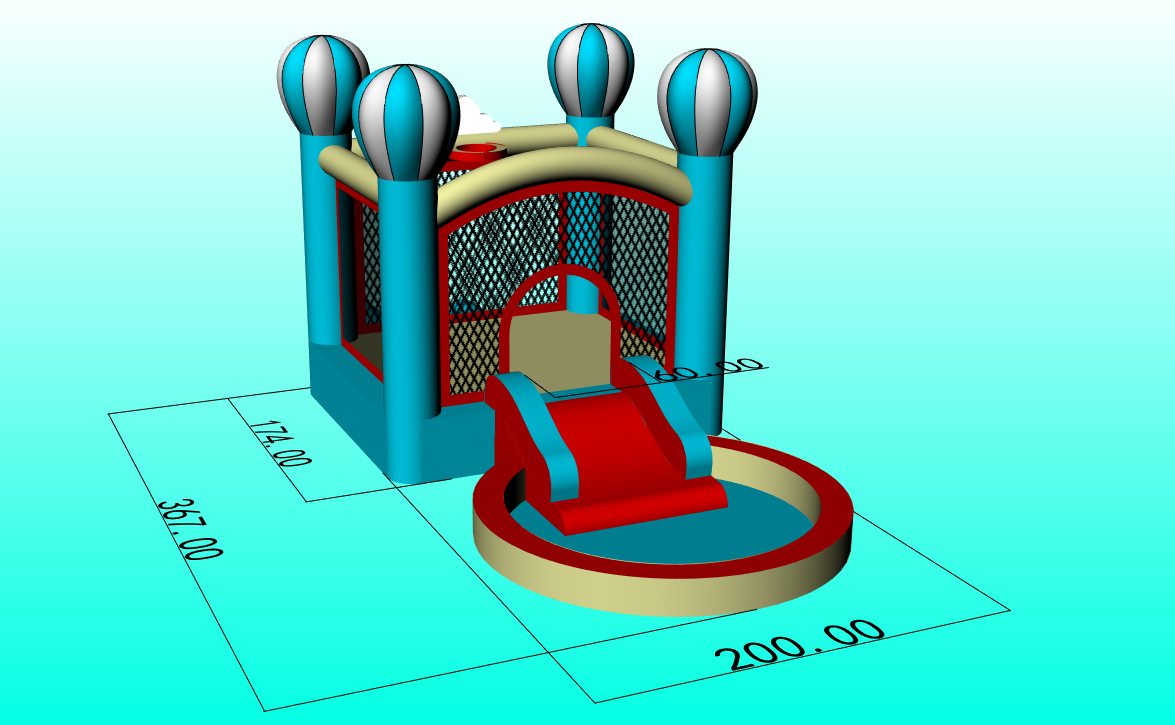 מתקן מתנפח לגינה MIRAJUMP – דגם MJ68 טירת הכדורים – מגלשה ואזור קפיצה – מפוח 550W