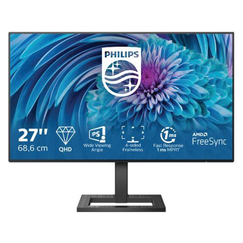 מסך מחשב Philips 275E2F בגודל 27'' QHD IPS עם רגלית מתכווננת