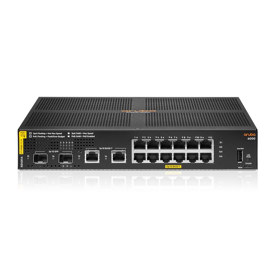 סוויץ' Aruba 6000 12G CL4 2SFP 139W עם PoE