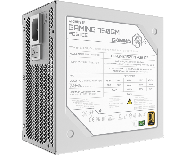 ספק כוח GIGABYTE GME750GM PG5 ICE 750W Gold Fully Modular