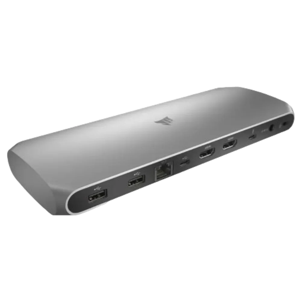 תחנת עגינה Corsair TBT100 – Thunderbolt 3 – רוחב פס 40Gbps – טעינה עד 85W – 2 יציאות DisplayPort