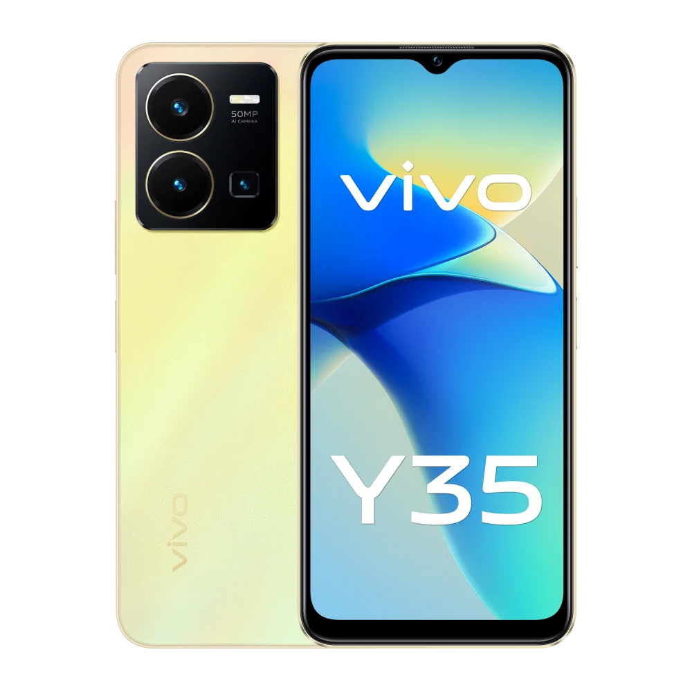 סמארטפון vivo דגם Y35 בצבע זהב שמש