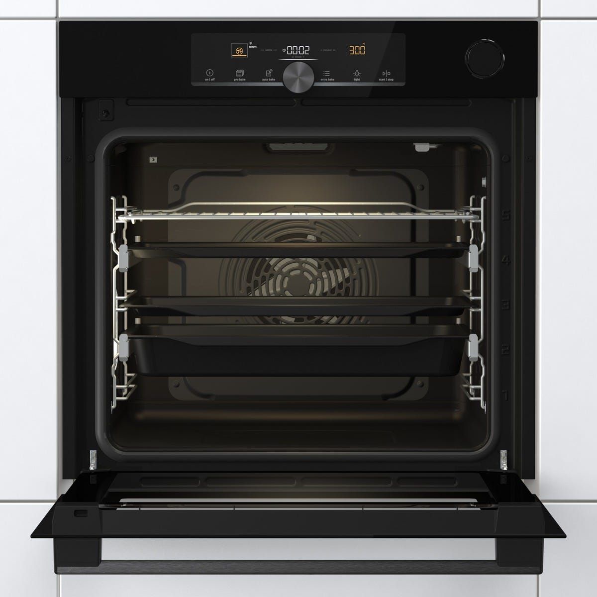 תנור בנוי gorenje בגימור זכוכית שחורה  דגם BSA6747A04BG
