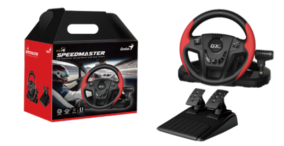 הגה מרוצים GENIUS SpeedMaster 270 מעלות עם דוושות וידית הילוכים PC/PS3/PS4 באחריות יבואן רשמי