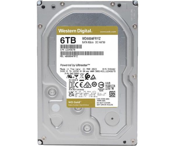 דיסק פנימי WD 6TB Gold Enterprise 7200RPM 256MB Cache Sata III