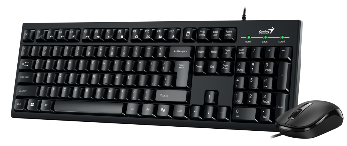 סט מקלדת ועכבר חוטי Genius KM-100SE USB שחור 3 כפתורים 1200DPI באחריות יבואן רשמי
