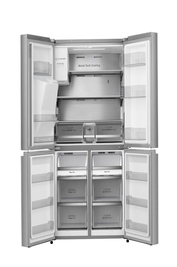 מקרר Hisense ארבע דלתות עם בר חיצוני בנפח 584 ליטר נטו דגם RQ760N4SASE בצבע נירוסטה
