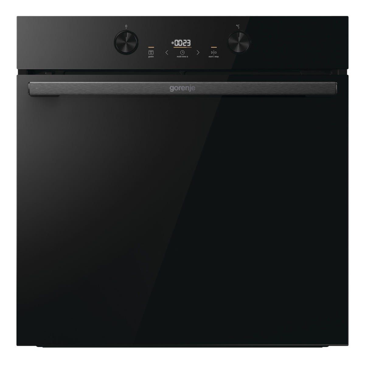 תנור בנוי פירולטי  gorenje בגימור זכוכית שחורה 60 סמ דגם BPS6737E04DBG