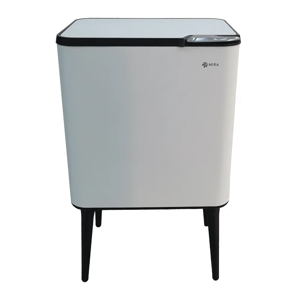 פח אשפה נירוסטה MIRA MB36L – נפח 36 ליטר – מנגנון סגירה רכה – מסנן פחם פעיל – רגליים נשלפות – צבע לבן