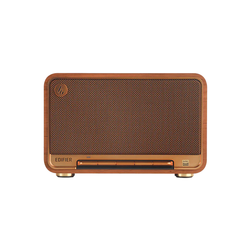 רמקול שולחני אלחוטי Edifier D32 – הספק טווח גבוה 15W×2 וטווח נמוך 30W – תגובת תדר 52Hz-40kHz – Bluetooth 5.3 ו-Wi-Fi AirPlay – חיבורי USB-C ו-AUX – צבע חום