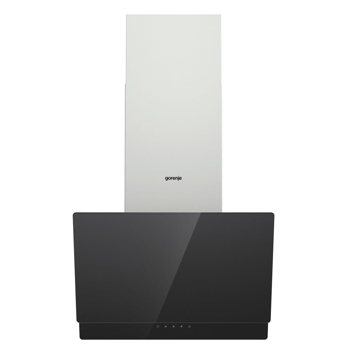 קולט אדים צמוד קיר וורטיקלי  gorenje שחור בשילוב נירוסטה דגם WHI649EXBG