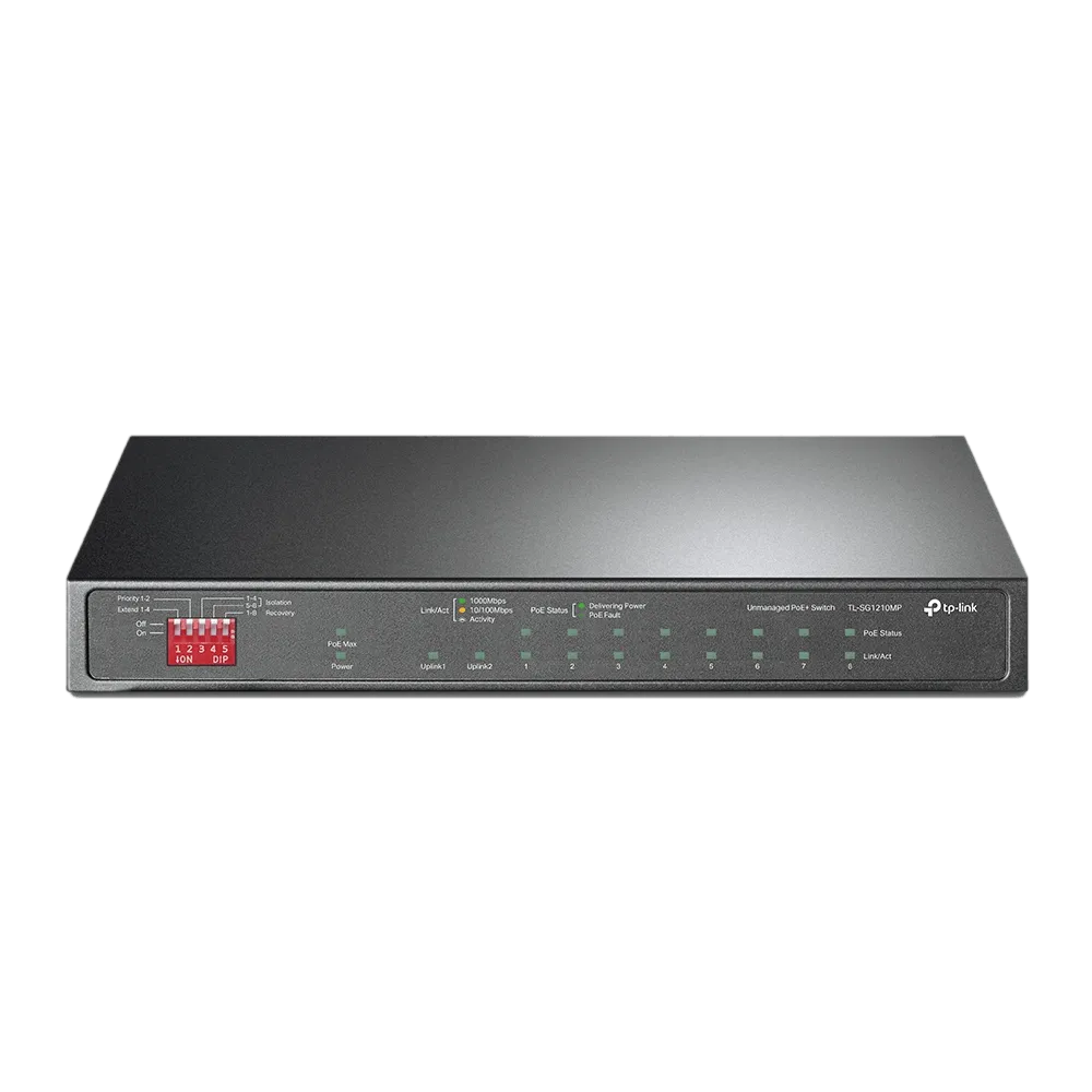 מתג שולחני 8 פורטים POE+ גיגה SFP עם תמיכה מלאה באחריות יבואן רשמי