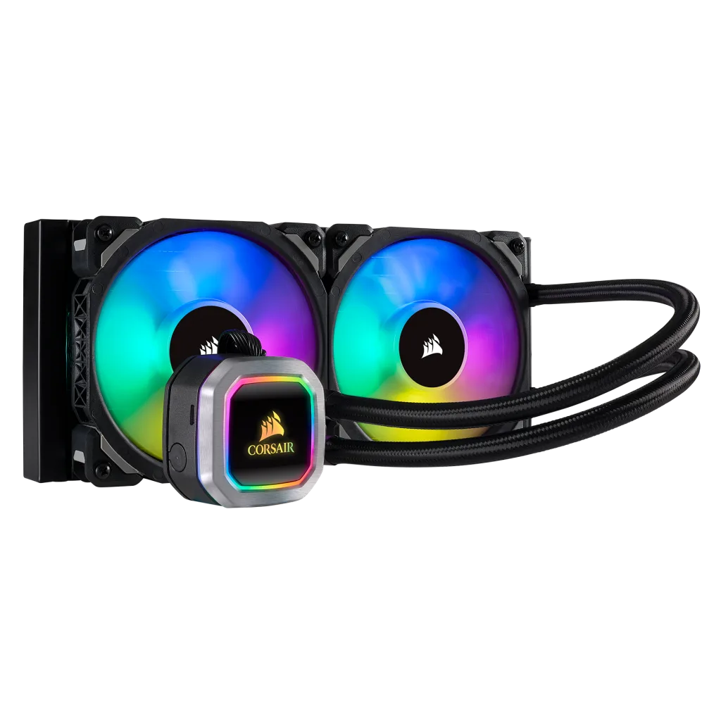 קירור נוזלי למעבד CORSAIR H100 RGB 240mm 2x120 נורות LED שחור באחריות 3 שנים באחריות יבואן רשמי
