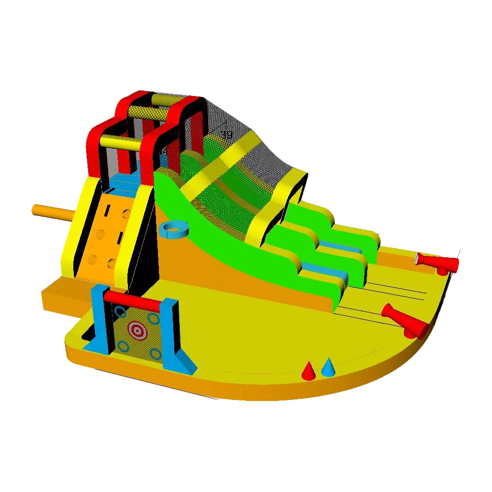 מתקן מתנפח לגינה MIRAJUMP – דגם MJ70 עולם המגלשות – מגלשה ואזור קפיצה – מפוח 550W