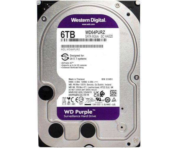 דיסק לנייח 3.5 Western Digital 6TB Purple 5400RPM 256MB Cache