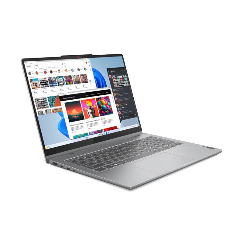 מחשב נייד Lenovo – מסך מגע 14" – מעבד AMD Ryzen 7 8845HS – זיכרון 16GB – אחסון 512GB SSD – Windows 11 – אפור