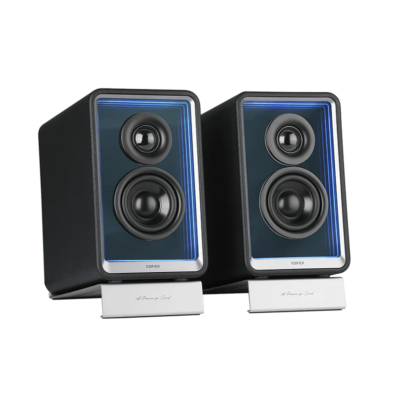 רמקולי מוניטור אקטיביים Edifier QR65 – הספק טווח גבוה 15W×2 וטווח נמוך 20W×2 – תגובת תדר 55Hz-40kHz – חיבורי Bluetooth, USB-A ו-RCA – כולל מטען GaN 65W – צבע שחור