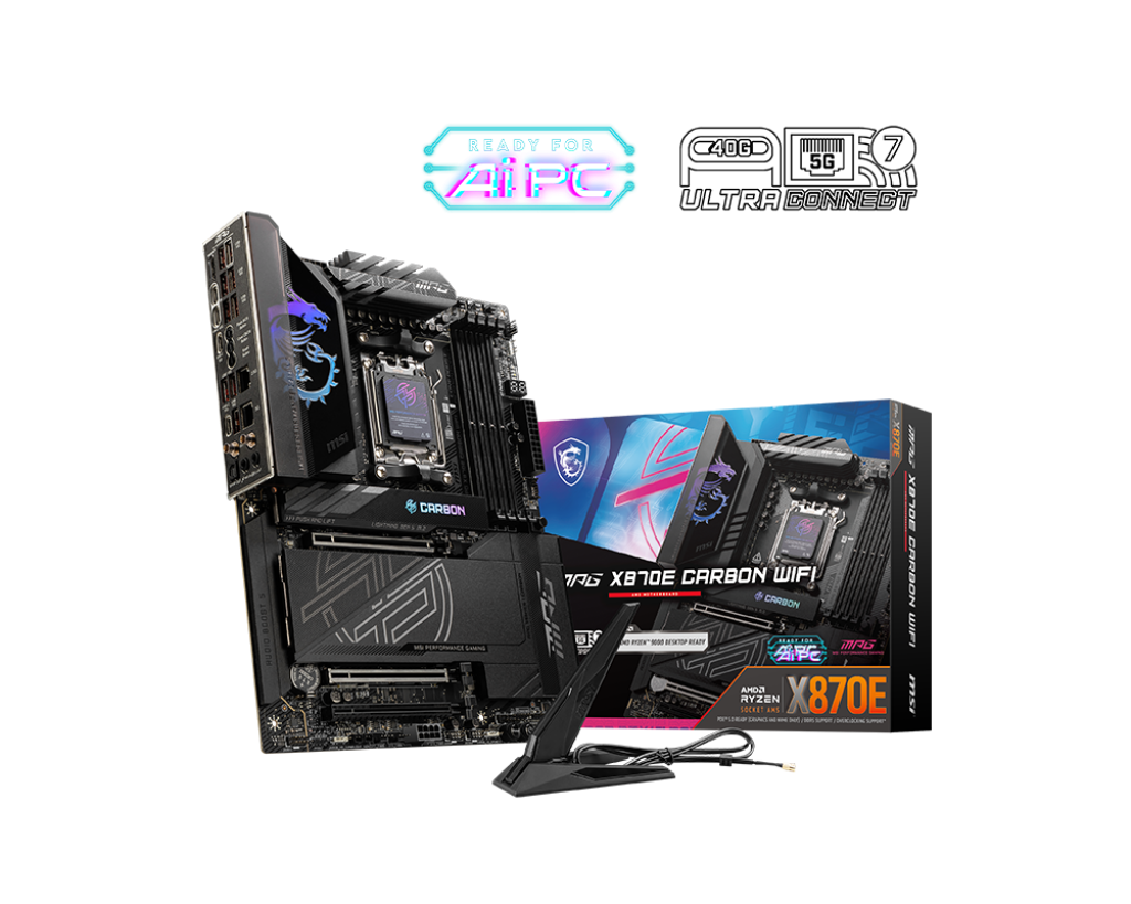לוח אם MSI MPG X870E CARBON WIFI AM5 DDR5 WiFi 7 4x M.2 4x SATA III PCIe 5.0 באחריות יבואן רשמי