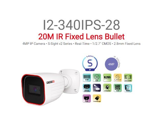 מצלמת צינור Provision I2-340IPSN-28-V2 IP POE 4MP 2.8