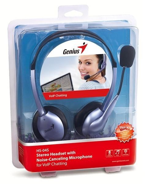 אוזניות משרד Genius HS-04S – קשת עם מיקרופון – חיבור 3.5 מ"מ – שחור