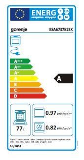 תנור בנוי gorenje בגימור נירוסטה בנפח 77 ליטר דגם BSA6737E15X