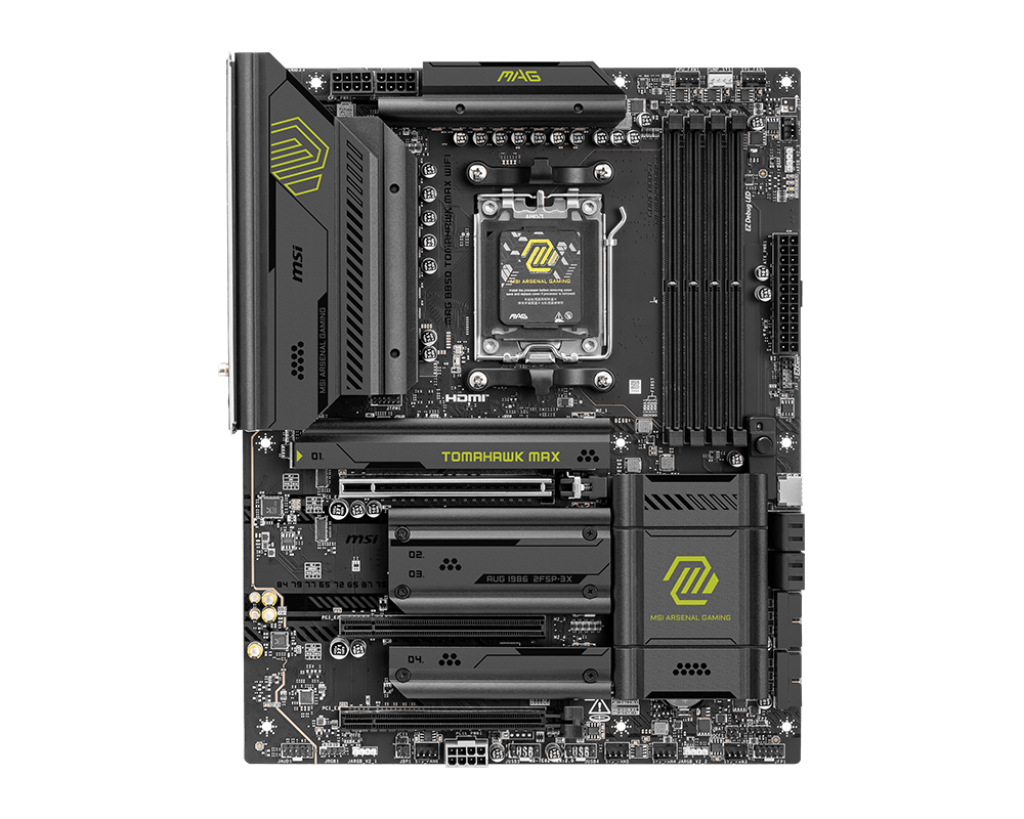 לוח אם MSI MAG B850 TOMAHAWK MAX WIFI AM5 DDR5 WiFi 7 Bluetooth 5.4 4x M.2 4x SATA III באחריות יבואן רשמי