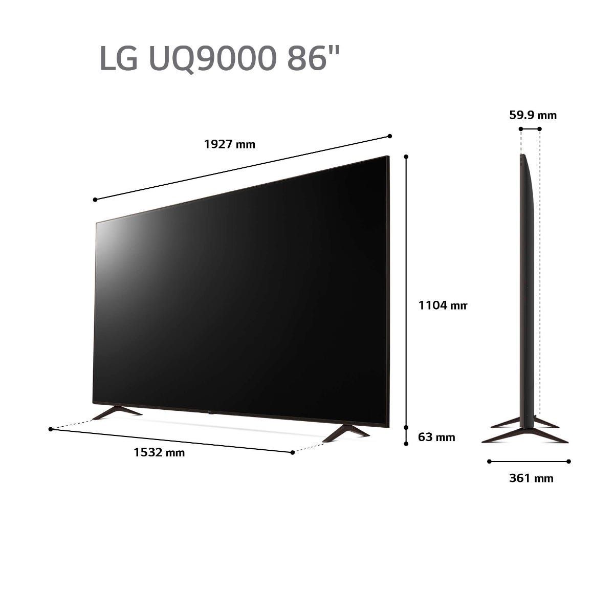 טלוויזיה 86 חכמה LG UHD ברזולוציית 4K דגם: 86UQ90006LC