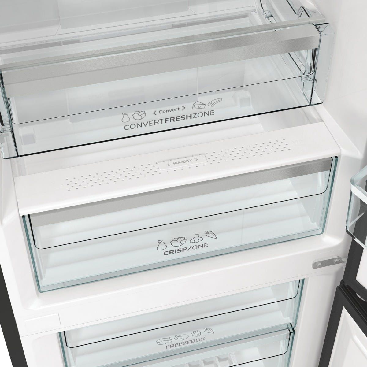 מקרר 2 דלתות gorenje  מקפיא תחתון 329 ליטר בגימור שחור דגם NRK6192SYBK