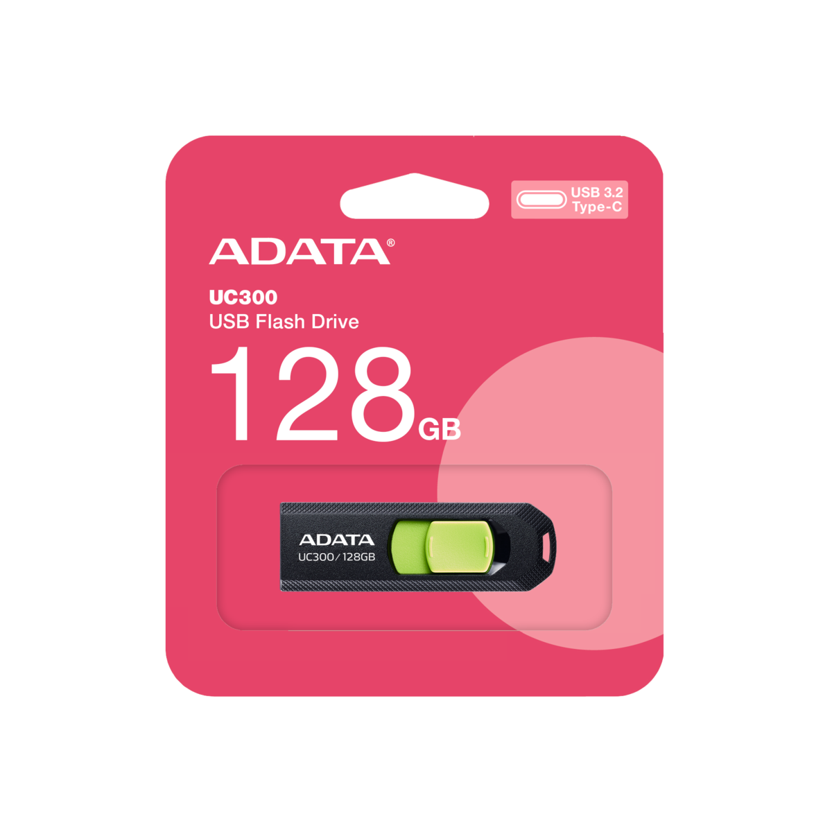זכרון נייד ADATA UC300 USB-C 128GB ירוק דור 3.2 מהיר באחריות יבואן רשמי