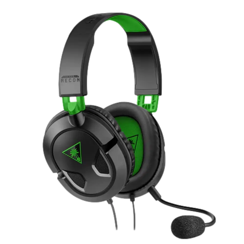 אוזניות גיימינג Turtle Beach Recon 50X – דרייברים 40 מ"מ – חיבור 3.5 מ"מ – מיקרופון ניתן לניתוק – רב-פלטפורמתי – שחור-ירוק