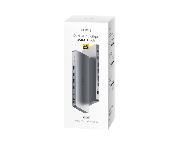 תחנת עגינה Cudy CS700 Dual 4K 10Gbs USB-C PD 100W