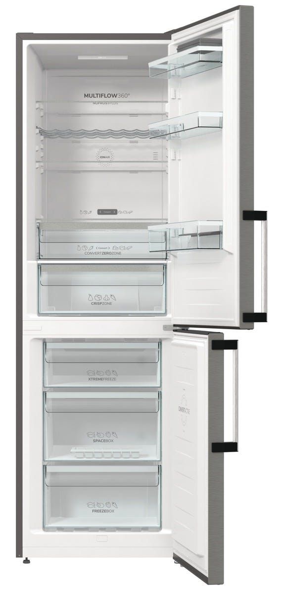 מקרר 2 דלתות gorenje  מקפיא תחתון 329 ליטר בצבע נירוסטה דגם NRC6193SXL5
