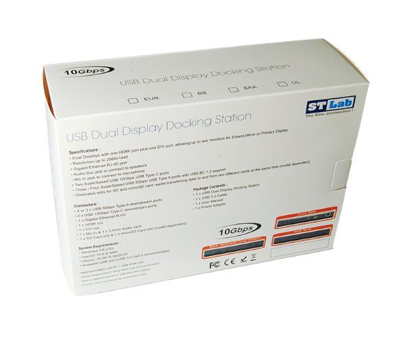 תחנת עגינה אוניברסלית ST-LAB U-2450 USB 10G DUAL Display DVI HDMI