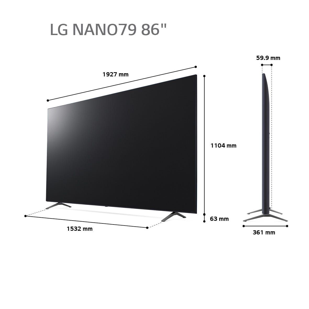 טלוויזיה 86 חכמה LG NANO CELL ברזולוציית 4K דגם: 86NANO796QA