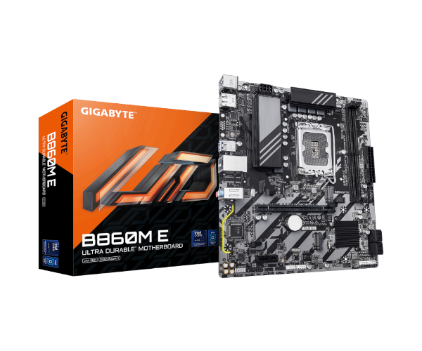 לוח אם Gigabyte B860M E Gen5 – שקע LGA 1851 – chipset B860 – גודל Micro ATX – זיכרון DDR5