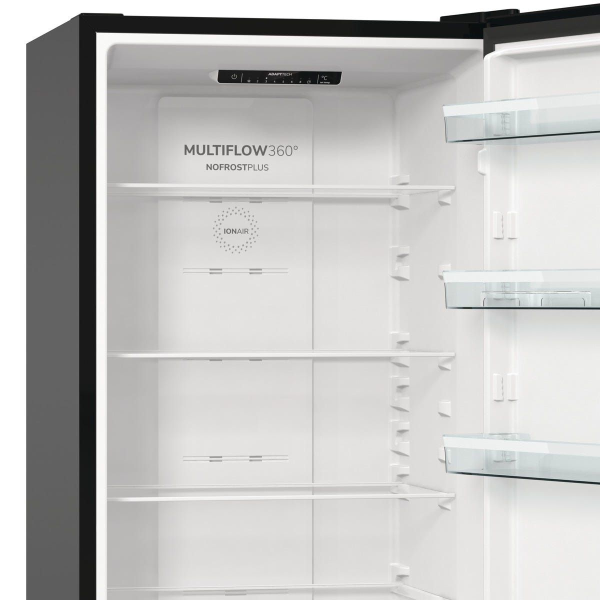 מקרר 2 דלתות gorenje מקפיא תחתון 330 ליטר נירוסטה שחורה דגם NRK6202EBXL4