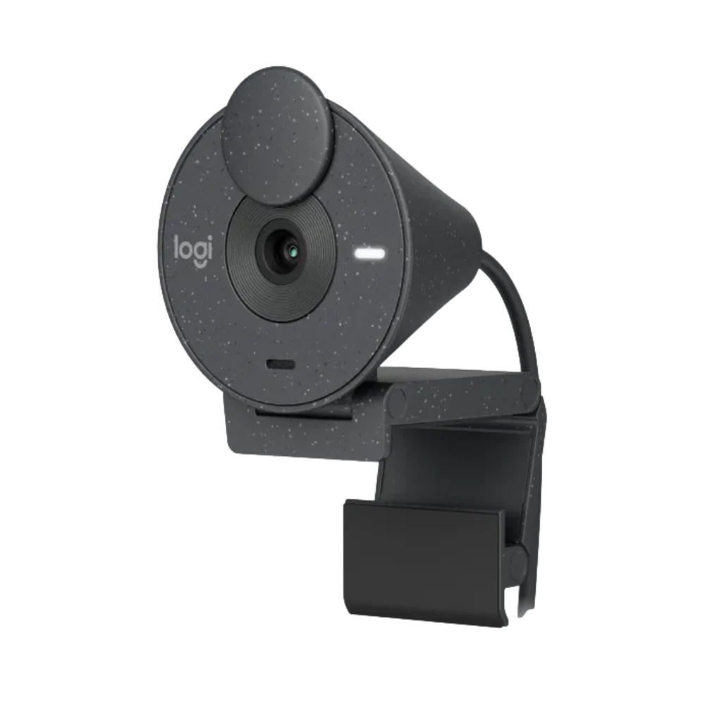 מצלמת רשת Logitech Brio 300 – Full HD 1080p ב-30fps – שדה ראייה 70° – עדשת זכוכית – מיקרופון סטריאו – תריס פרטיות – חיבור USB-C – צבע גרפיט