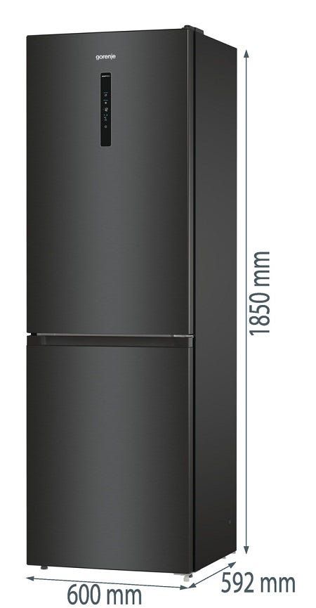 מקרר 2 דלתות gorenje  מקפיא תחתון 329 ליטר בגימור שחור מטאלי דגם NRK619EABXL4