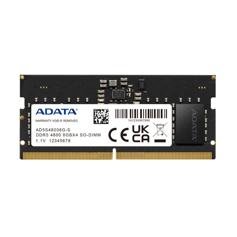 זיכרון למחשב נייד ADATA – קיבולת 32GB – סוג DDR5 SO-DIMM 262 פינים – מהירות 4800MHz – CL40 – מתח 1.1V